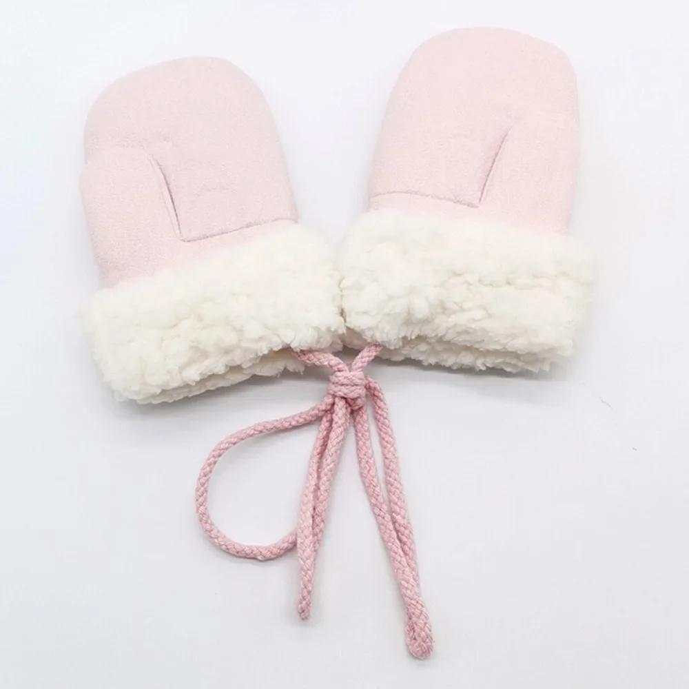 Children Kids Gloves Girls Winter Gloves Cute Cartoon Rabbit Print Villus Keep Warm Mittens Gloves Handschoenen#2N01