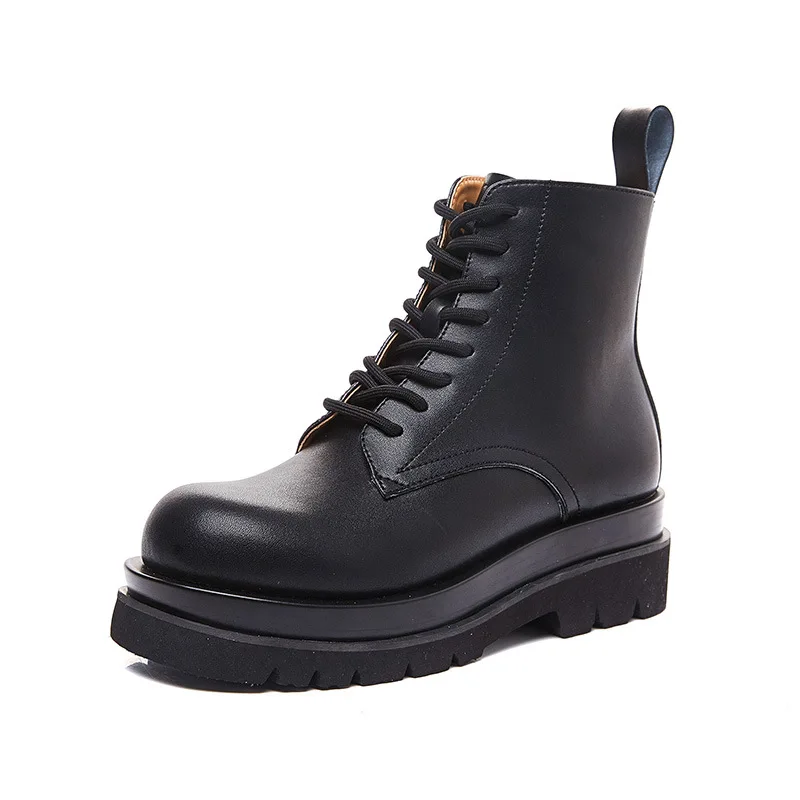 Boots Female Women Shoes Ankle 2020 Winter Autumn British Wind Genuine Leather Thick with Short Boots Motorcycle Shoes Black Boots Female Women Shoes Ankle 2020 Winter Autumn British Wind Genuine Leather Thick with Short Boots Motorcycle Shoes Black