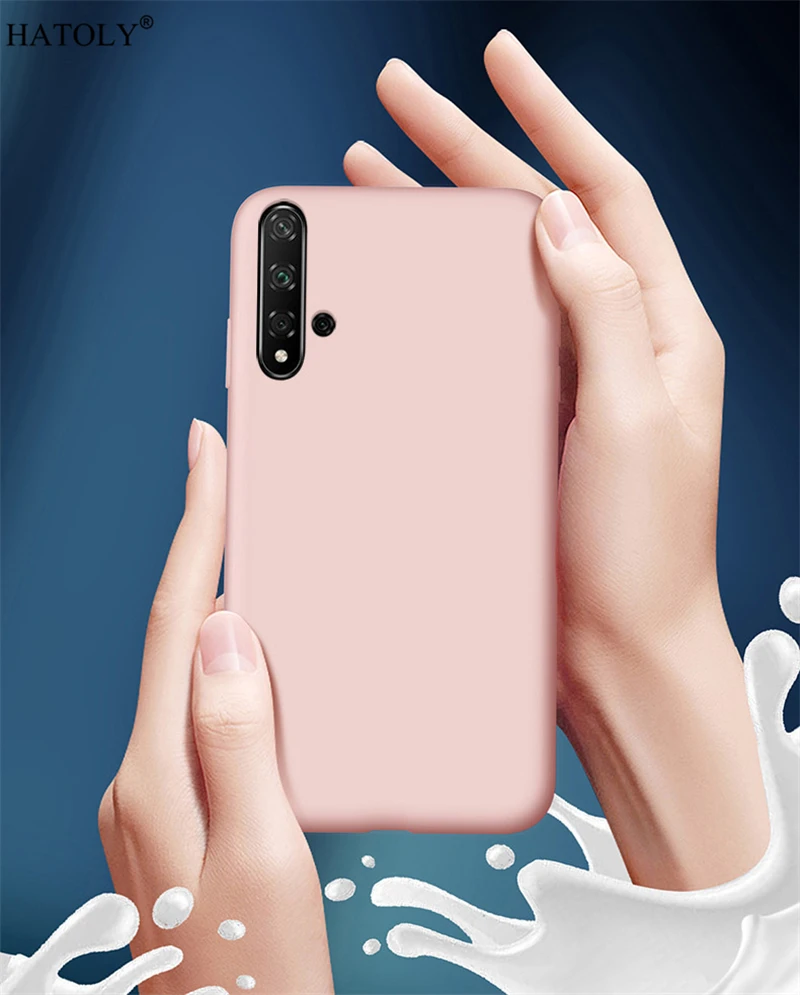 Мягкий жидкий силиконовый чехол для huawei Nova 5 T, чехол-бампер для телефона Nova 5 T, одноцветная защитная задняя крышка для Nova 5T