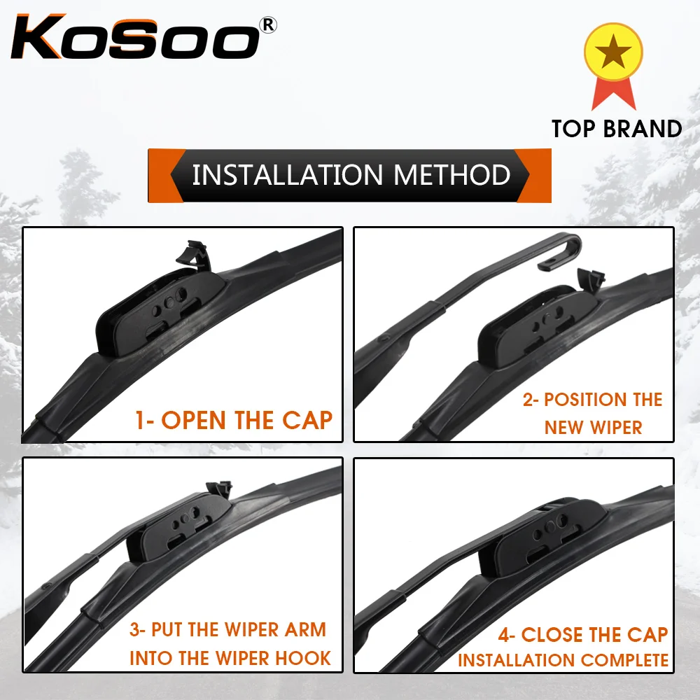 Winter Snow Car Wiper Blade U Hook Natural Rubber Windshield Windscreen Wiper 14