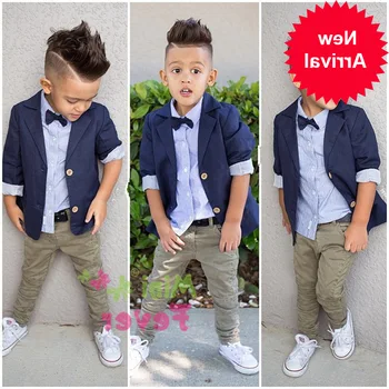 

Suit Spring Children's And Autumn New Boy Gentleman Suit Suit Jacket Shirt Pants 3 Piece Set To Send Bow Tie