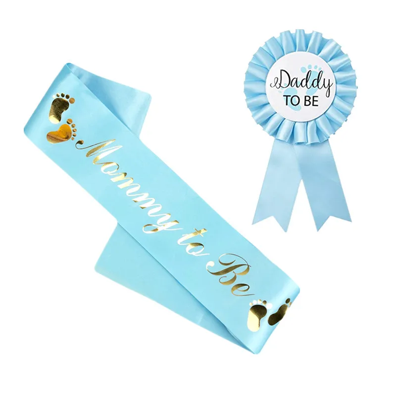 Decoración Para fiesta de bienvenida de bebé, conjunto de correa para el hombro con insignia azul/rosa, regalo para el primer cumpleaños del bebé