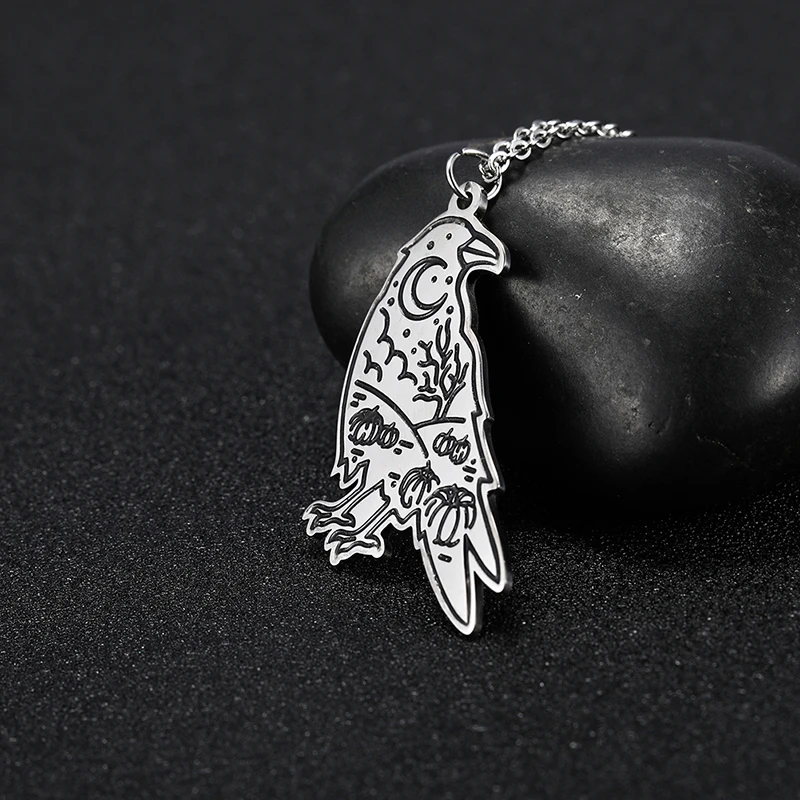 Bird Silver Myshape 316L золото серебро Нержавеющая сталь лес дверь пейзаж Кролик Птица медведь Орел лиса волк ожерелье для женщин мужчин ювелирные изделия - Окраска металла: Bird Silver