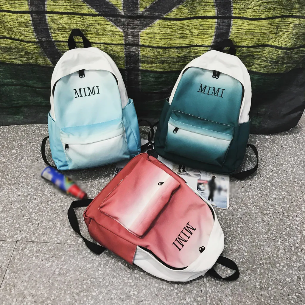 

School Bags For Teenage Girls Leisure backpack Female School Bag Mori Student Bag Gradient Color Backpack Simple Travel Bag