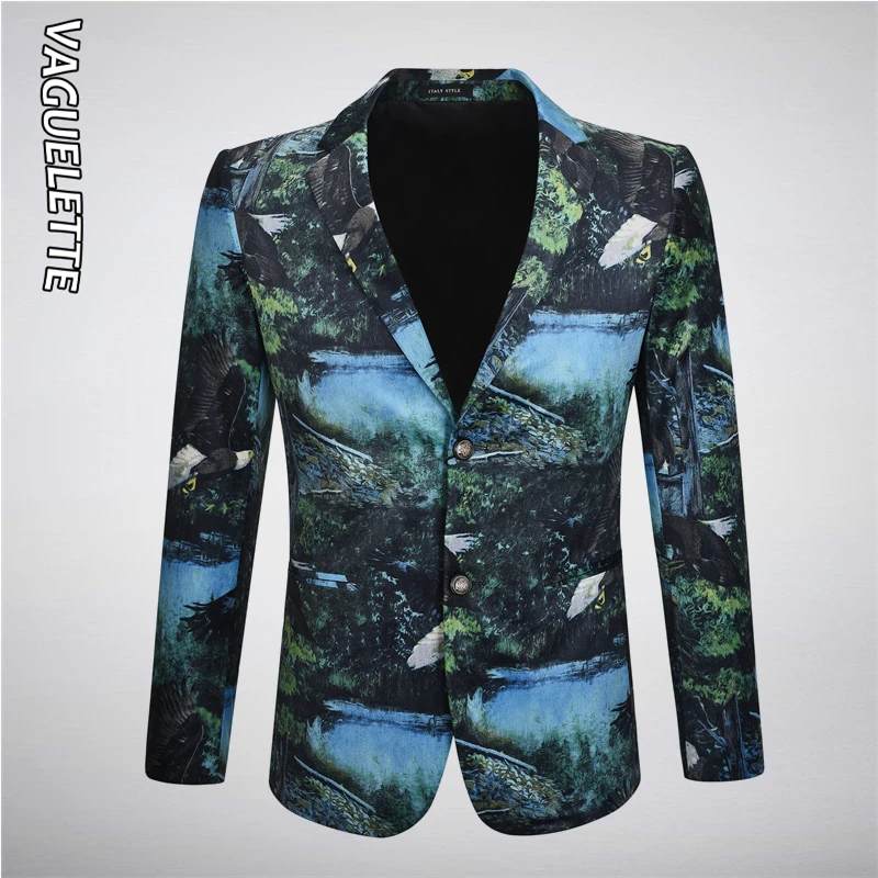 Vaguelette Velvet Luxury Printed Men Blazer Slim Fit Fashion Wedding Party Stage Clothing For Men Blazers Suit Dress Jackets 4XL Vaguelette Velvet Luxury Printed Men Blazer Slim Fit Fashion Wedding Party Stage Clothing For Men Blazers Suit Dress Jackets 4XL