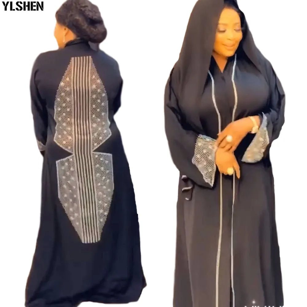 African Dresses for Women Plus Size Muslim Hijab Maxi Dress Dashiki Diamond African Clothes Abaya Dubai Boubou Robe Africa Dress photo