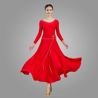 Новое Бальное Платье для современного танца, платья для конкурса бальных танцев, стандартная одежда для бальных танцев, платье для танго, 6 цветов - Цвет: Красный