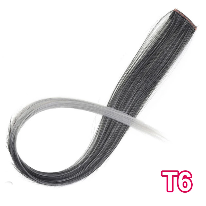 AISI BEAUTY синтетический длинный одинарный зажим в одной части для наращивания волос 50 см розовый Радужный цвет прямые пряди для женщин девушек - Цвет: T6