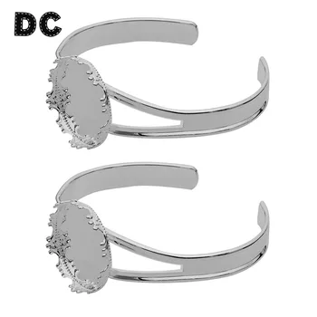 

Silver Color Crown Bracelet Bangle Cabochons Base Tray Bezel Fit 25mm Photo Cabochon Cameo DIY Bracelet Fashion Jewelry Finding