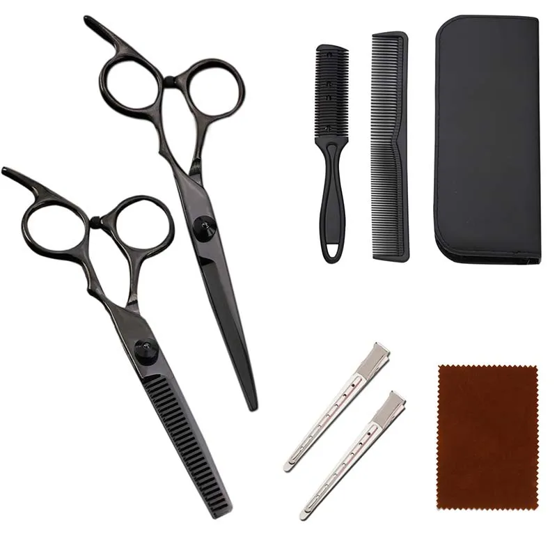 

Hair Scissors Set with Bag Cutting Scissors Thinning Scissors Comb Clips Thinning Shears Cleaning Cloth Hair Cutting Tools