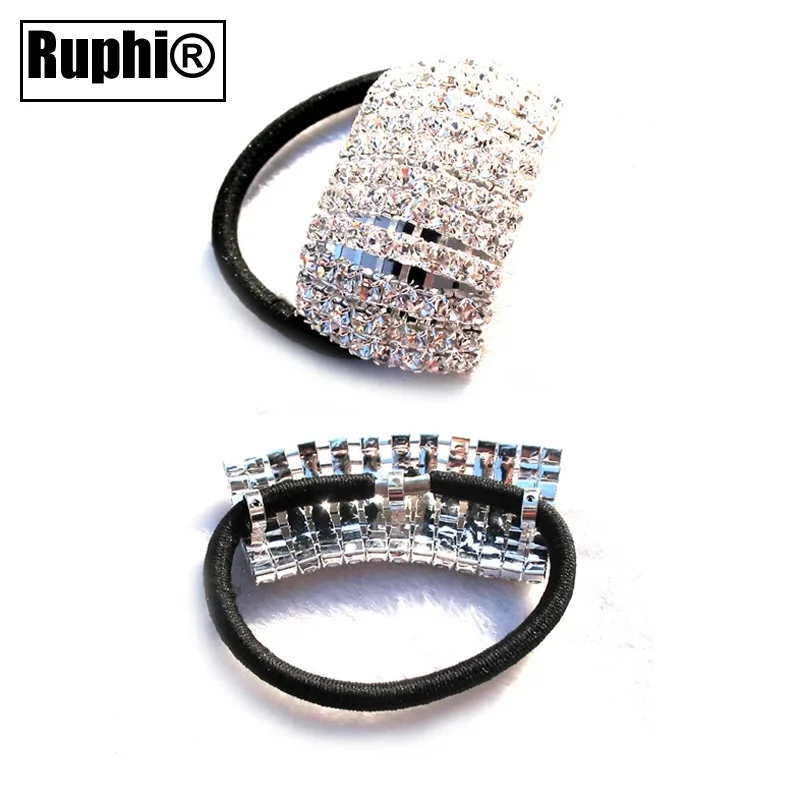 Rhinestone elastic hair ponytail holder stretch headband ornament fashion accessory with quality blk rubber band 3pcsx Wholesale | Украшения
