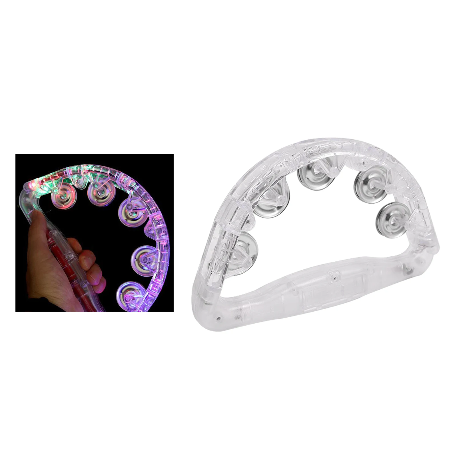 Handbells Led Light Up Flashing Tambourine Shaking Toy Musical Instrument for Fun KTV Party Dancing Wedding