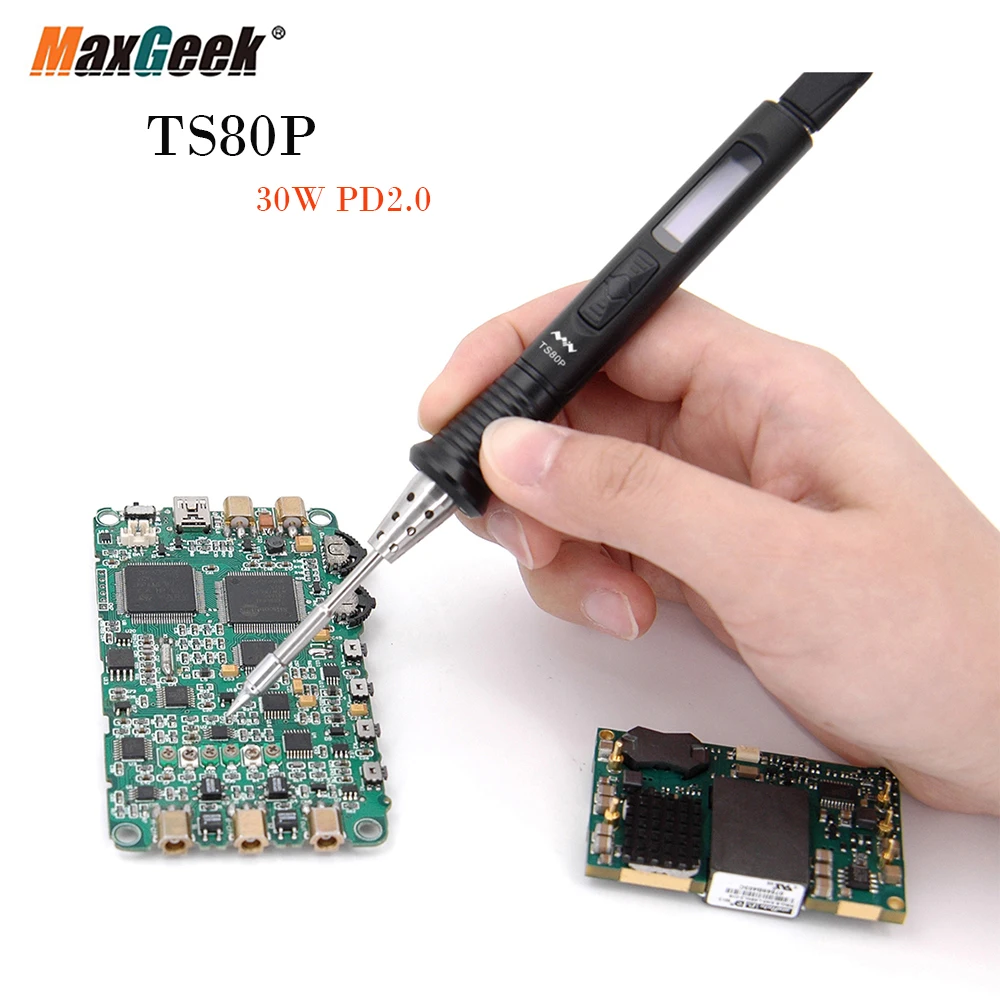 Soldering Iron Kit 9V 2A 18W QC3.0 Powered OLED Display STM32 Open Source TS80 