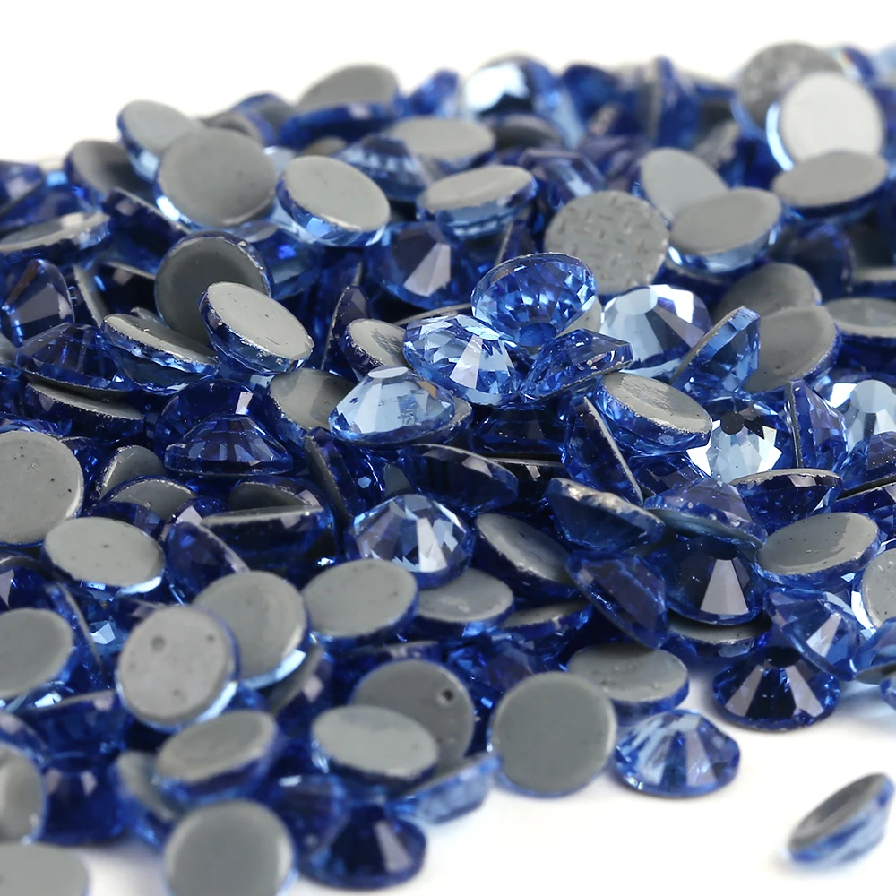 AAAA-Quality-Light-Sapphir-DMC-HotFix-Rhinestones-ss6-ss10-ss16-ss20-ss30-Iron-On-Flatback-Hot