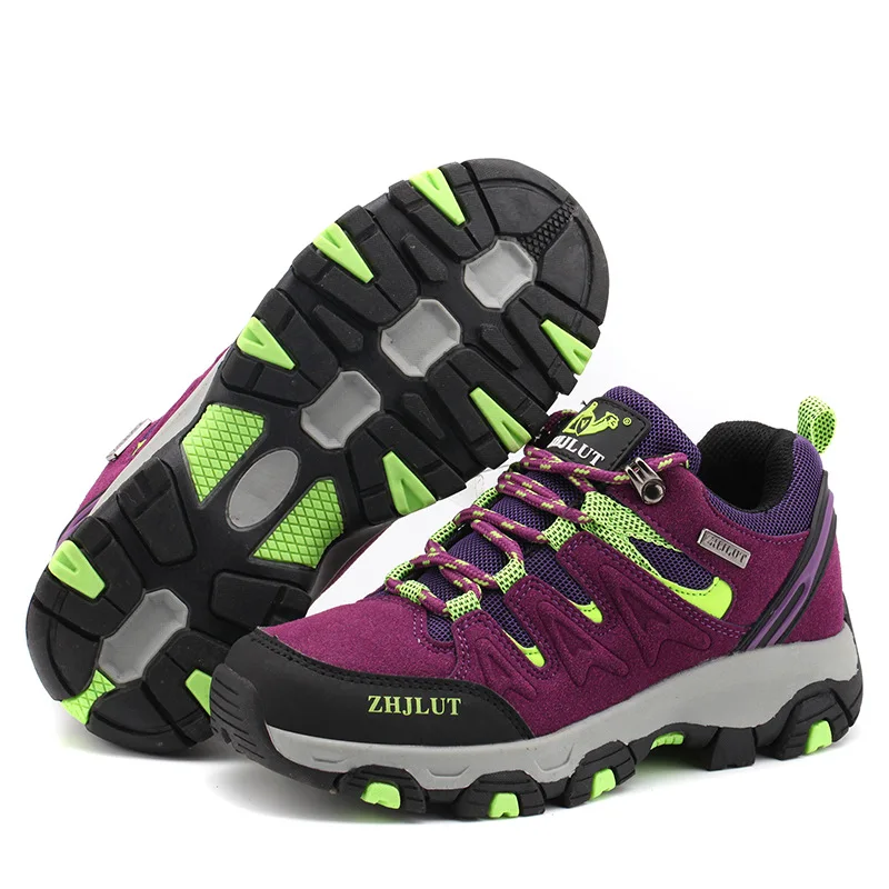 Женские и мужские ботинки для пешего туризма, дышащая пара, брендовая уличная походная спортивная обувь, Мужская крутая походная горная Мужская альпинистская спортивная обувь - Цвет: purple