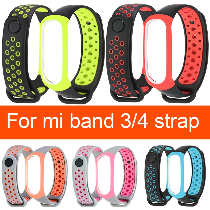 Силиконовый ремешок на запястье для Xiaomi Mi Band 4 3 10 цветов двойной сменный часов