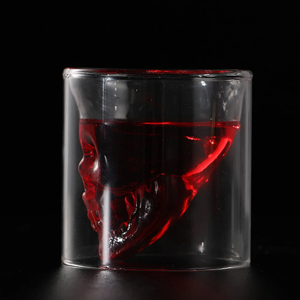 Transparent Crystal Skull Head Shot Crystal Glass Double Layers Shot Tea Cup For Whiskey Wine Vodka Bar Club Beer Wine Glasses Transparent Crystal Skull Head Shot Crystal Glass Double Layers Shot Tea Cup For Whiskey Wine Vodka Bar Club Beer Wine Glasses