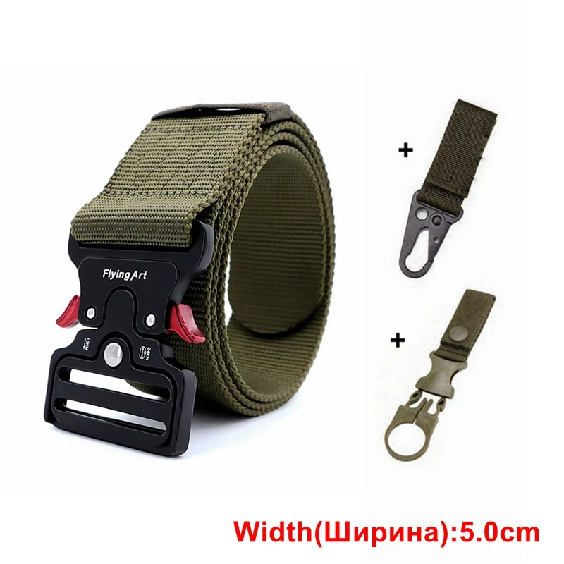 elastic belt for men 5.0CM Wide Army Belt Tactical Military Nylon Waist Belts Quick Release Outdoor Hunting Training Strong Metal Buckle Police Mens black belt with holes Belts