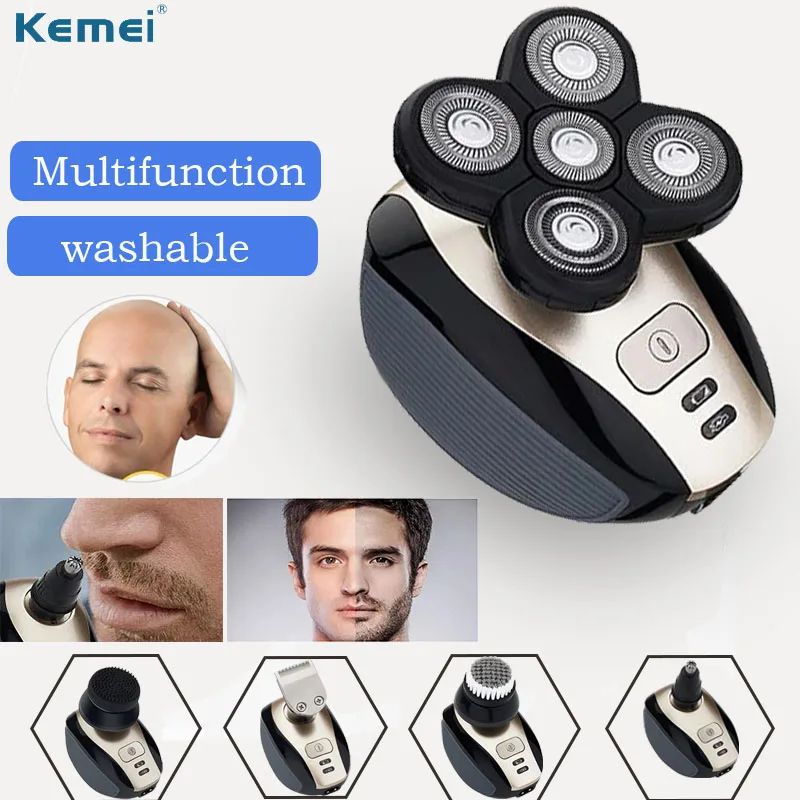 

KEMEI 5 In 1 Shaving Machine Rechargeable Electric Shaver Body Washable Beard Trimmer Multifunctional Floating Razor Face Care 5