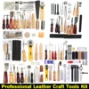 61 Pcs Professional Leather Craft Tools Kit Home Hand Sewing Stitching Punch Carving Work Saddle Leathercraft Accessories 1
