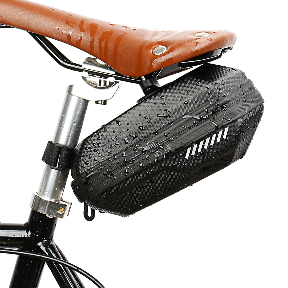 Waterproof Mountain Bike Bag High-Capacity Bike Tail Pack Carbon Pattern EVA