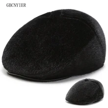 GBCNYIER берет Мужская теплая шапка из искусственного меха норки универсальная легкая мужская зимняя шапка темного цвета