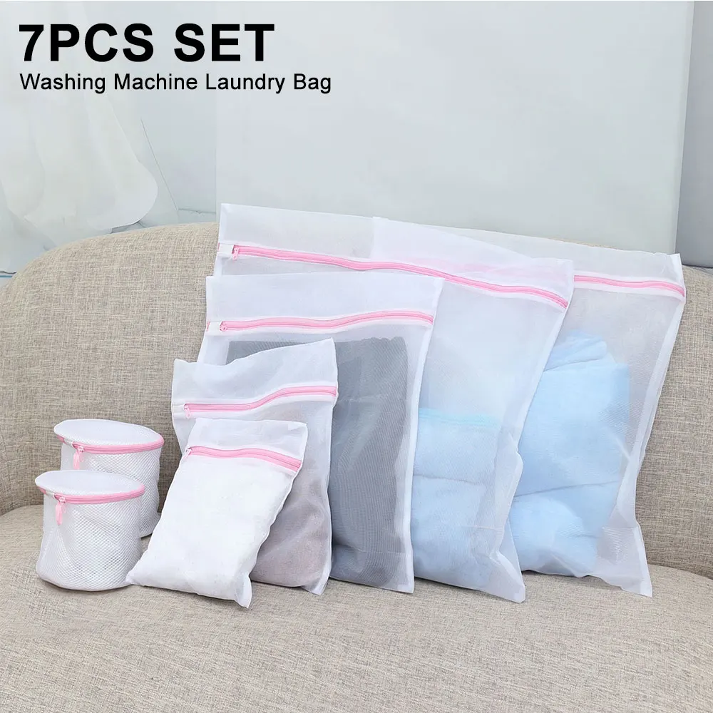 

7 Pcs Laundry Bags Zippered Mesh Laundry Bag Polyester Washing Net Bag For Underwear Sock Washing Machine Pouch Clothes Bra Bags