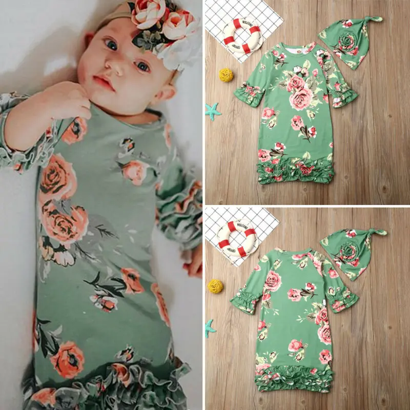 

CANIS Autumn Spring Flower Baby Sleeping Bags Newborn Infant Blanket Swaddle Wrap Gown 2PCS Outfits