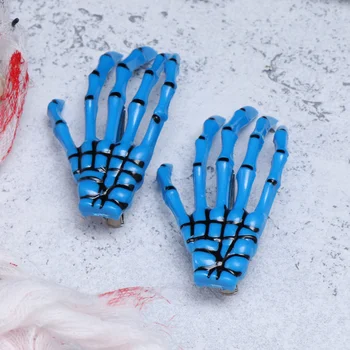 

6pcs Halloween Skeleton Claw Clips Terrifying Skull Hand Hairpins Hair Accessories for Party Costume