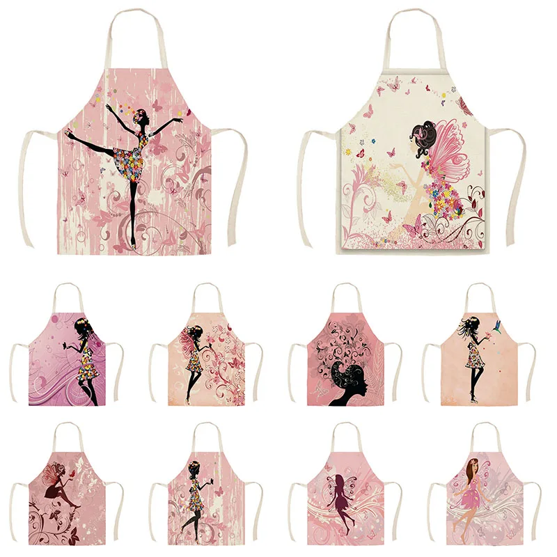 Home Cleaning Tools Cooking Apron Cartoon Butterfly Flower Girl Printed Cotton Linen Women Sleeveless Kitchen Aprons WQI849 Home Cleaning Tools Cooking Apron Cartoon Butterfly Flower Girl Printed Cotton Linen Women Sleeveless Kitchen Aprons WQI849