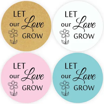 

DouxArt 100 Pieces Let Our Love Grow Stickers, 4CM Colorful Wedding Favors Baptism Communion Decoration Invitation Label Seals