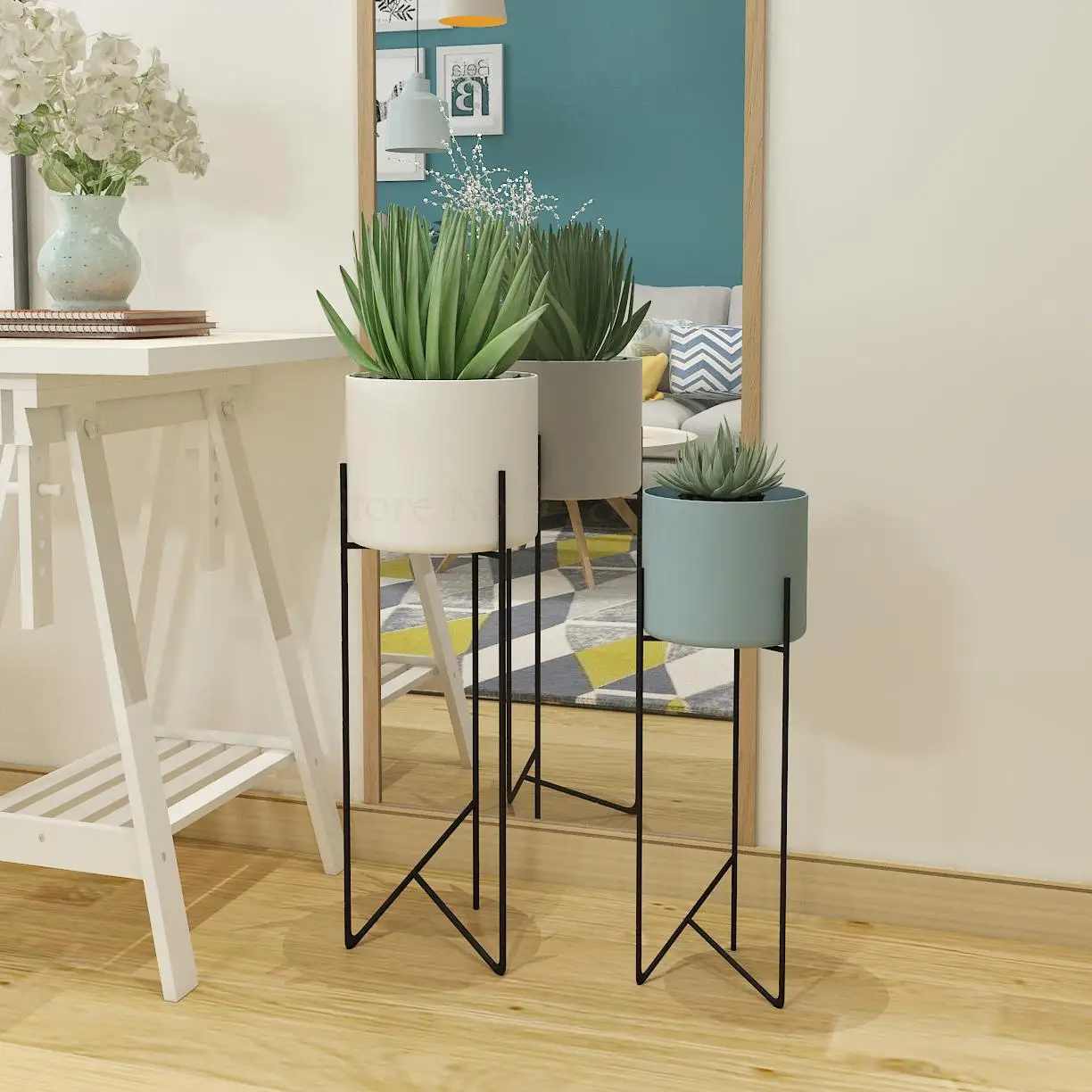 

Nordic Flower Stand Iron Art Living Room Simple Interior Single Green Dill Floor Flower Pot Stand Balcony Decoration Green Plant