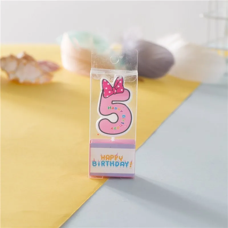 Номер 0-9 розовый синий Микки и Минни Маус свечи с изображением мышей для детей День рождения свадебные украшения аксессуары флажки для торта - Цвет: P5