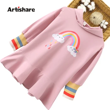 

Kids Dresses For Girls Rainbow Stirped Dresses For Girl 2020 Autumn Kids Dress Casual Teenage Costume Girl