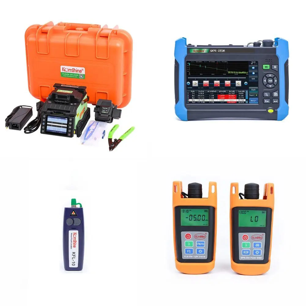 FTTH Fusion комбинированная машина KOMSHINE GX39 w/ KF 52 Cleaver + QX70 S SM1310/1550 нм 30dB OTDR оптический измеритель мощности источник