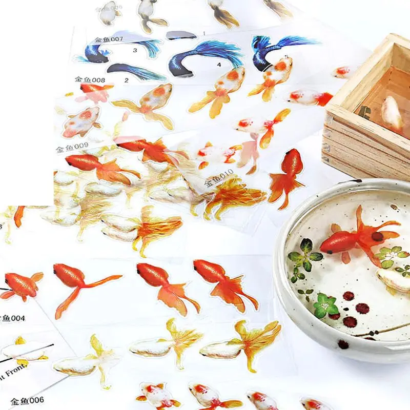 

10 Sheets Blue Gold Fish UV Resin Stickers Fit Silicone Mold DIY Micro Landscape Scrapbooking Stickers DIY Resin Crafts Fillings