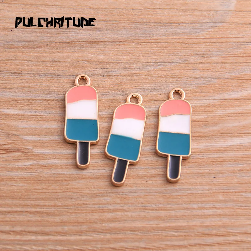 PULCHRITUDE 6 шт 9*25 мм многоцветный сплав металл падение очарование мороженого еда