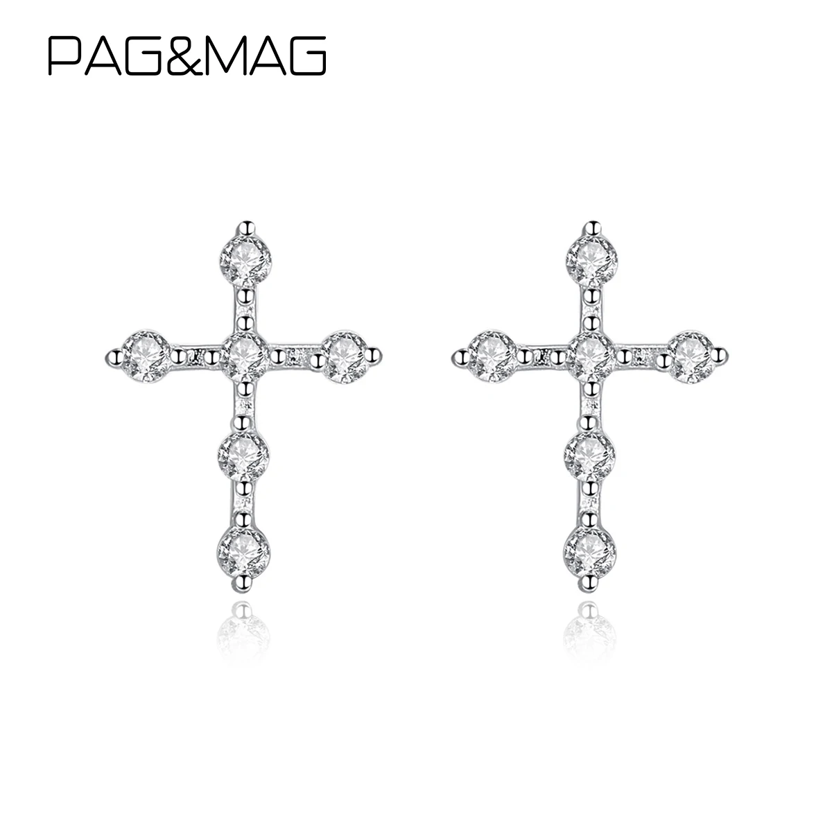 Женские серьги-гвоздики PAG &amp MAG из стерлингового серебра с кубическим цирконием