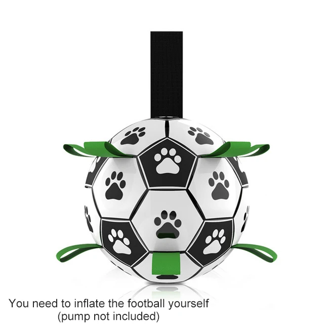 QDAN Pelotas de fútbol para perros con campana en el interior, juguetes  interactivos para perros para tirar y aflojar al aire libre, regalos de