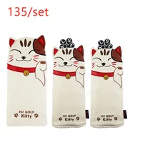 3 модели Lucky Cat Чехол на клюшку для гольфа из искусственной кожи чехол для короткой клюшки Гольф проход древесина гибридные Клубные головные уборы для мужчин и женщин