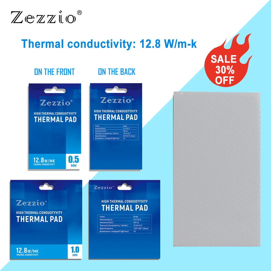 ZezzioThermalPadConductivity128WMKForCPUGPUMotherboardMining