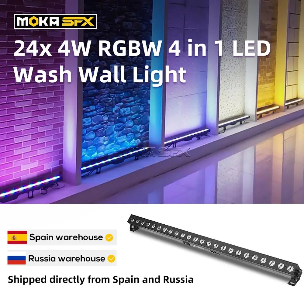LED Wash Wall Light Stage Lighting Effect 24x 4W RGBW DMX Control LED Light Strip for Bar Disco Wall Washing Light