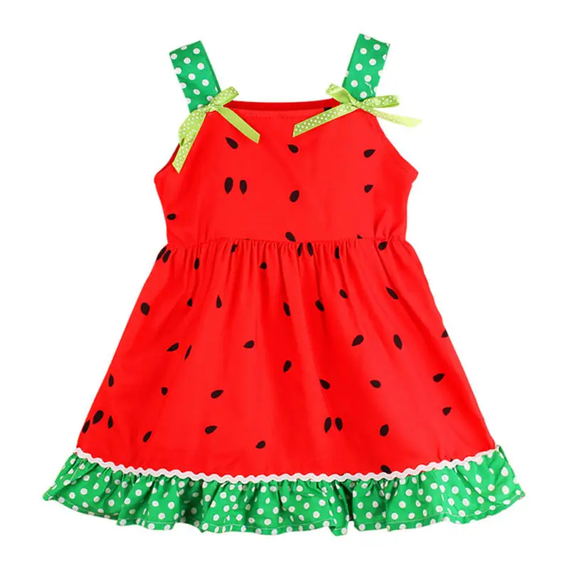 

Emmababy Summer Girl Dress Infant Baby Girl Watermelon Slip Dress Casual Summer Hoilday Long Top 0-5Year
