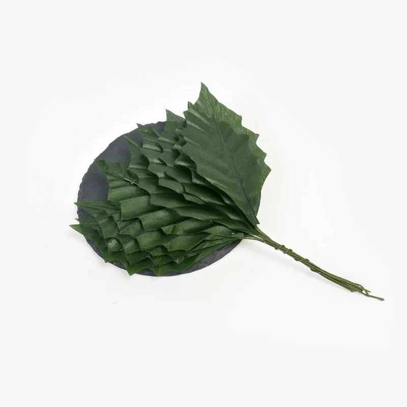 Dark green 10 шт. 10 см Ретро Слик искусственные листья флорист для дома вечерние венок свадебное украшение DIY Скрапбукинг искусственные поддельные цветы - Цвет: Dark green