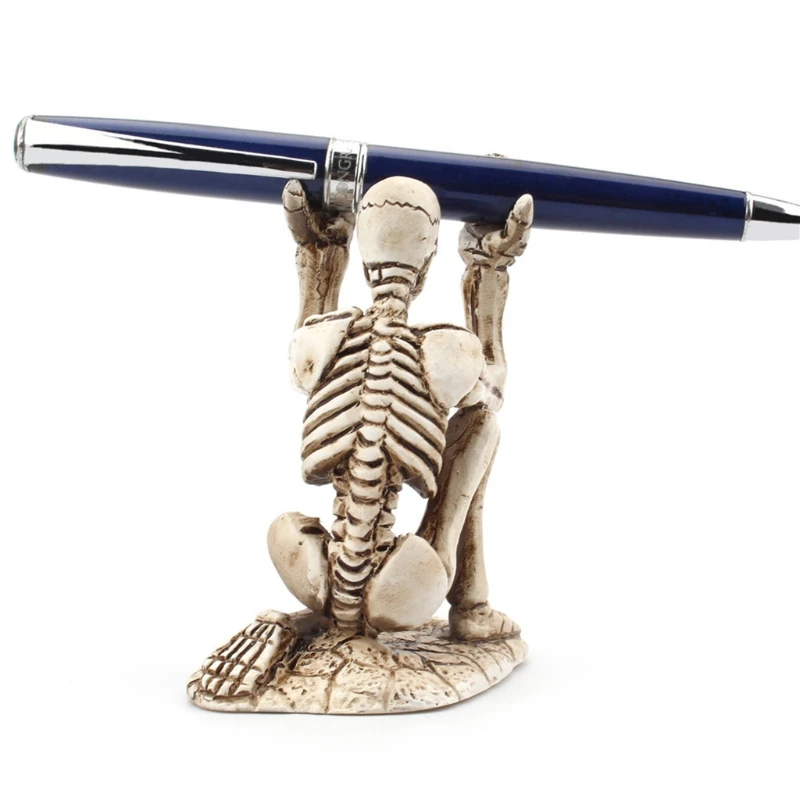 C90C Creative Resin Skeleton Pen Stand Skull-like Headphone Holder Rack Multifunctional Pencil Holder Geat Birthday Gift 4