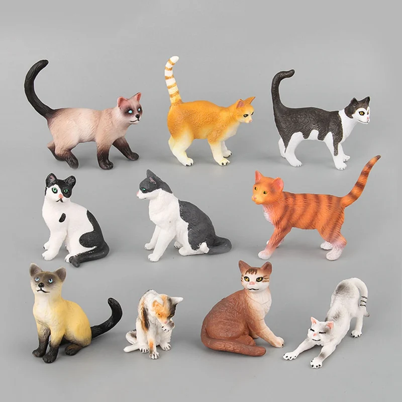 Simulation Mini Cat Animal Model Toys Small Plastic Figures Home Decor Figurine Decoration Accessories For Kids Toys