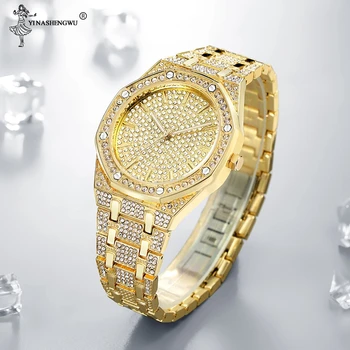 

Hip Hop Watch Bling Luxury Alloy+Diamond Watch Men Silver Steel Band Men 's Business Quartz Wrist Watches Waterproof 24 * 16MM