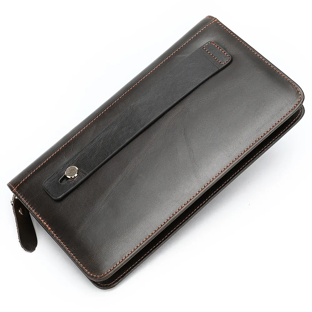 

Geniune Leather Wallet Large capacity zipper car key bag men's waist hanging leather multi-function fashion Business Casual