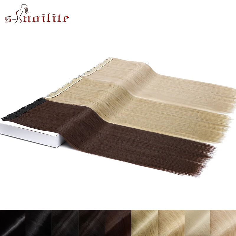 S-noilite длинные прямые волосы для наращивания на 5 клипсах для женщин, синтетические высокотемпературные волокна, натуральные волосы