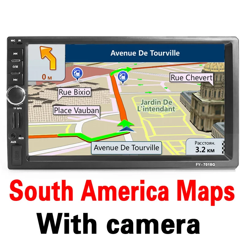 2 Din автомобильный радиоприемник 7 дюймов мультимедийный плеер HD+ gps навигация рулевое колесо дистанционное управление Bluetooth MP3 MP5 Аудио стерео USB AUX - Цвет: South America Maps